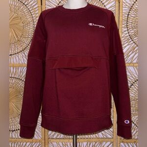 Champion Unisex Burgundy Crewneck Sweater Kangaroo Pouch L
